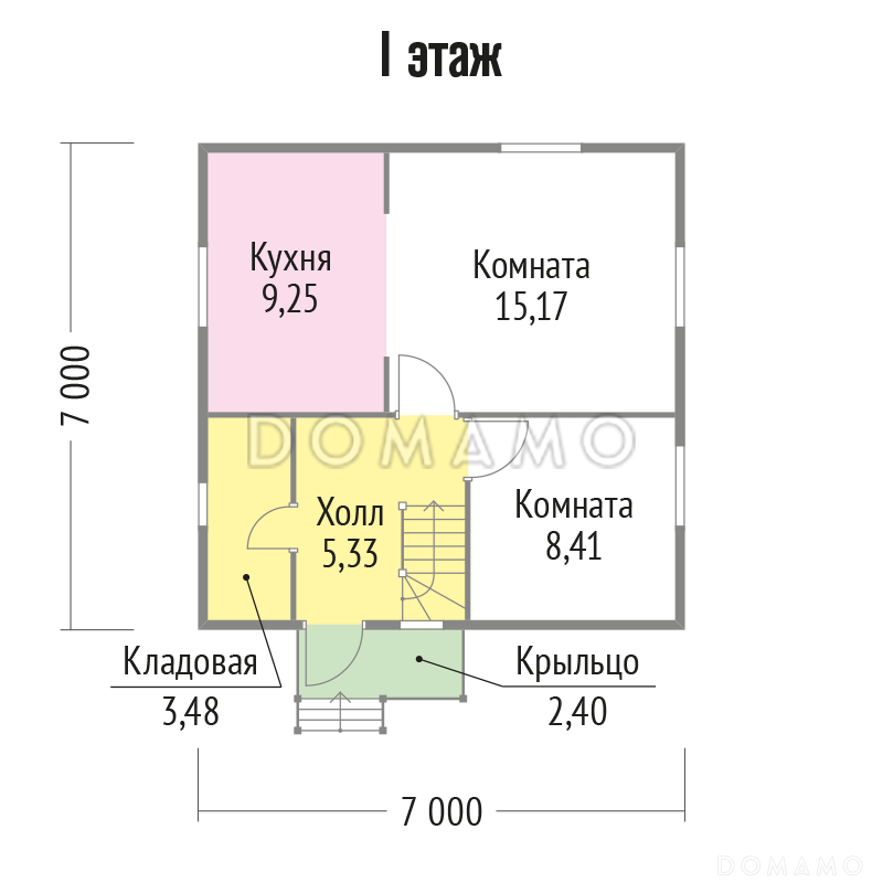 Проект простого, но уютного дома для сезонного проживания / План 1 этажа