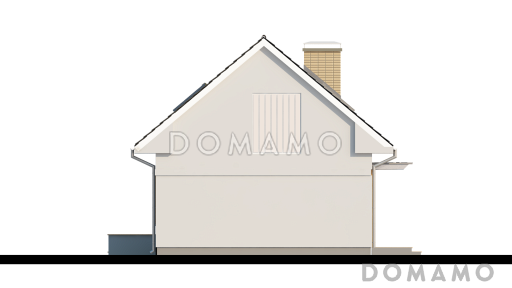 Проект компактного одноэтажного мансардного дома из газобетона с дополнительной спальней на первом этаже, адаптированный для сейсмоопасных регионов / Фасад 1