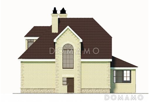 Проект коттеджа спокойных очертаний с остекленной террасой и большим подвалом / Фасад 2