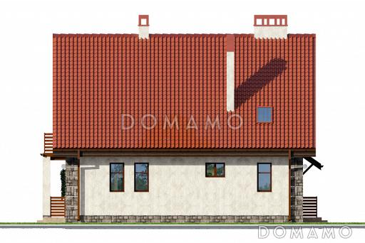 Проект компактного коттеджа из СИП панелей с пятью спальнями / Фасад 4 Проект компактного коттеджа из СИП панелей с пятью спальнями / Фасад 4