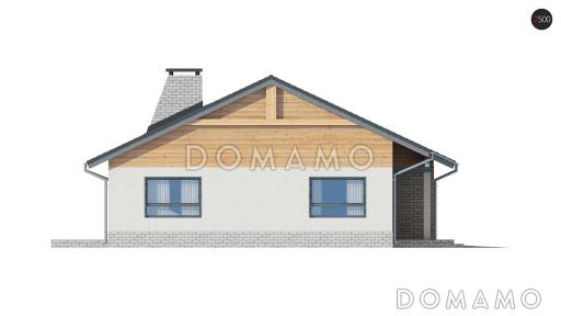 Проект простого компактного одноэтажного дома из газобетона с тремя спальнями и гаражом / Фасад 4