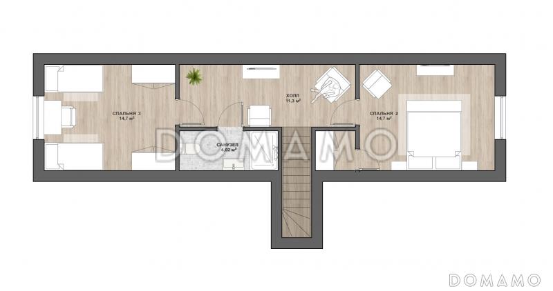 М-185 одноэтажный с мансардой дом / План мансардного этажа