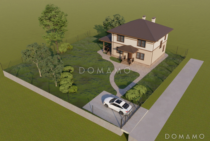 Проект двухэтажного дома с тремя спальнями на втором этаже и спальней на первом этаже Проект двухэтажного дома с тремя спальнями на втором этаже и спальней на первом этаже