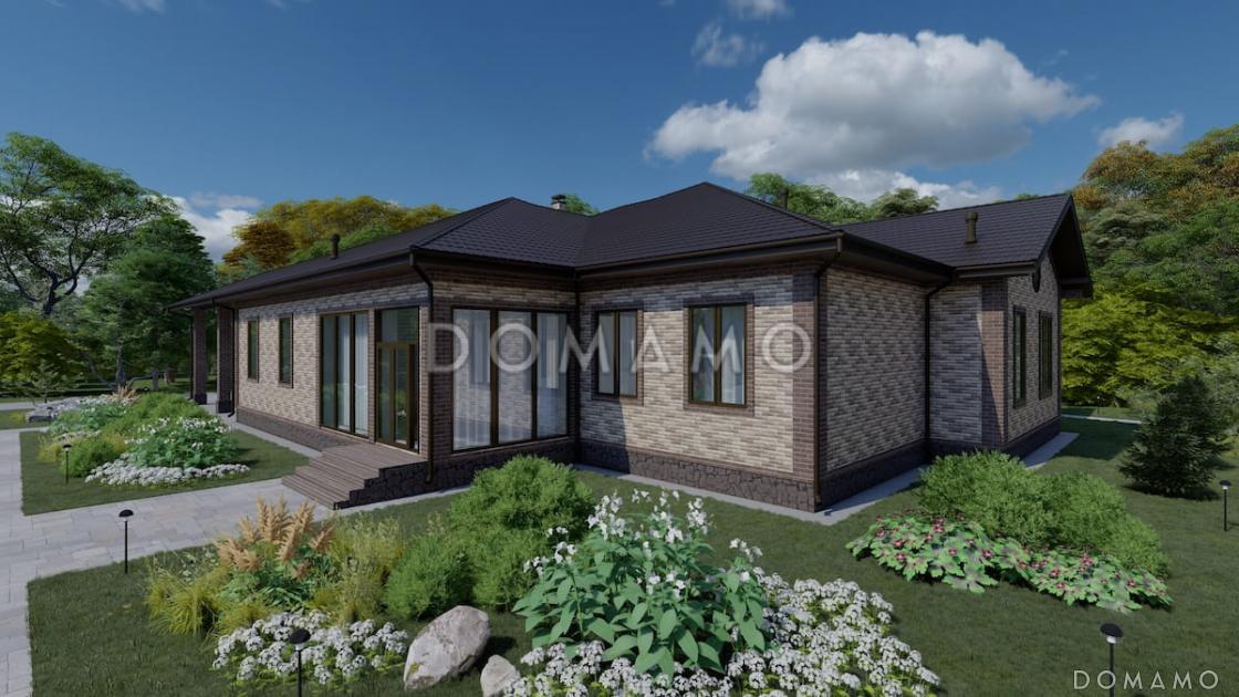 Проект кирпичного дома с навесом, гаражом и тренажерным залом / 2