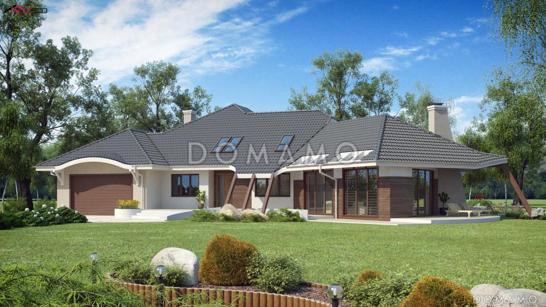 Проект красивого просторного мансардного коттеджа из газобетона с террасой на втором уровне / 2