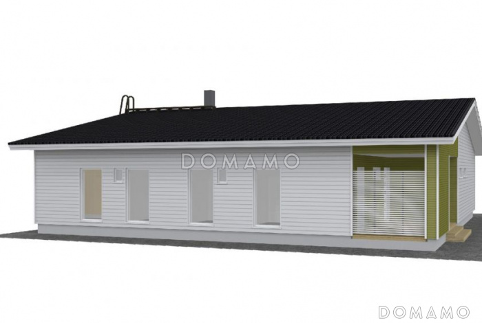 Проект одноэтажного дома с небольшой гардеробной, санузлом в хозяйской спальне Проект одноэтажного дома с небольшой гардеробной, санузлом в хозяйской спальне