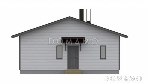 Проект современного каркасного дома с двускатной крышей / Фасад 1