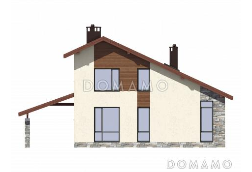 Проект дома из газобетона с большим навесом для авто / Фасад 3