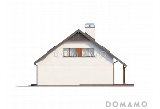 Проект одноэтажного мансардного дома из газобетона со стеклянным прямоугольным эркером и гаражом  / Фасад 4