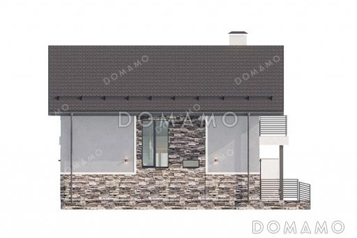 Проект дома с мастер-спальней, крытой и открытой террасами и балконом / Фасад 4