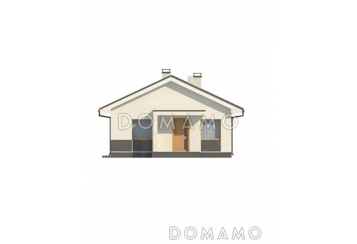 Проект простого уютного одноэтажного дома из кирпича с двумя спальнями / Фасад 1