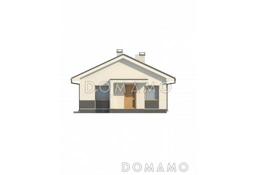 Проект простого уютного одноэтажного дома из кирпича с двумя спальнями / Фасад 1