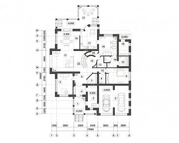 Проект просторного и светлого двухэтажного дома для большой семьи  / План 1 этажа
