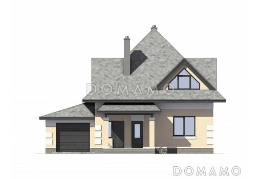 Проект дома из газобетона с мансардным окном / Фасад 1