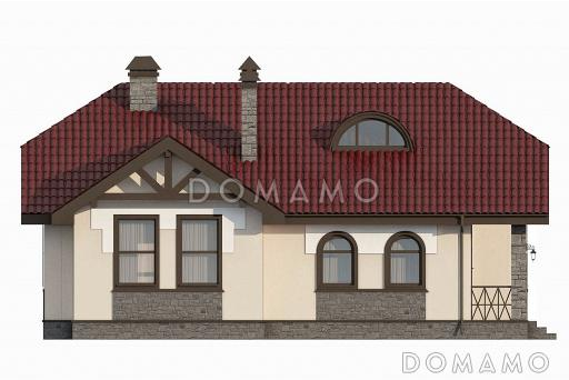 Проект дома из СИП панелей с изолированной кухней, двумя спальнями и небольшой гостиной / Фасад 1