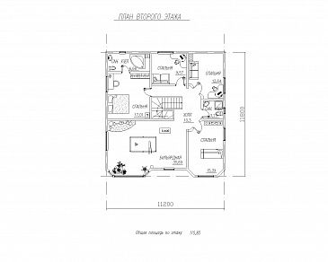 Двухэтажный дом с двумя эркерами / План 2 этажа Двухэтажный дом с двумя эркерами / План 2 этажа