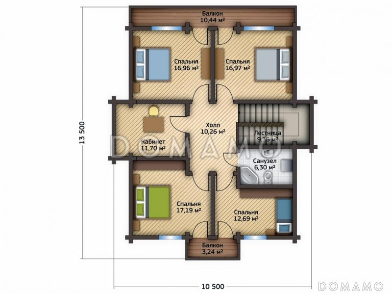 Проект эффектного дома из клееного бруса до 250 кв.м / План мансардного этажа