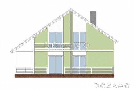 Проект дома из газобетона с угловой террасой / Фасад 4