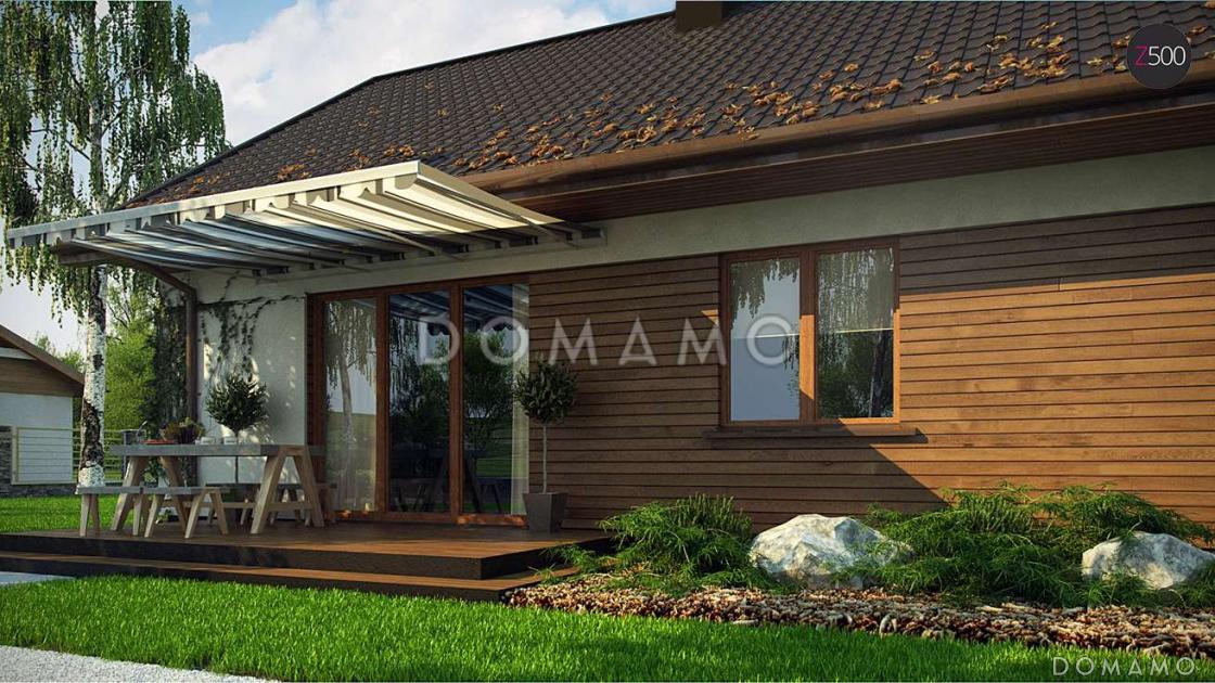 Проект уютного одноэтажного дома из газобетона с разделением дневной зоны и зоны отдыха / 6