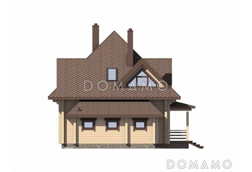 Проект дома из бруса с гаражом / Фасад 2