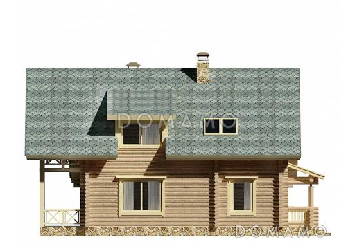 Проект деревянного дома с навесом для автомобиля / Фасад 2