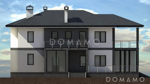 Проект дома для семьи от четырех человек с террасами, просторной кухней-столовой, хозяйской спальней на втором этаже / Фасад 3 Проект дома для семьи от четырех человек с террасами, просторной кухней-столовой, хозяйской спальней на втором этаже / Фасад 3