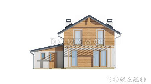 Проект двухэтажного дома из газобетона с кабинетом и гаражом справа / Фасад 3