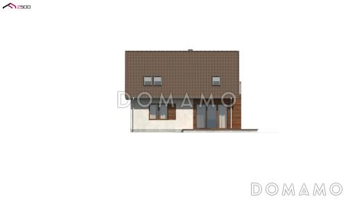 Проект небольшого одноэтажного мансардного дома из газобетона с кабинетом на первом этаже и эркером / Фасад 4