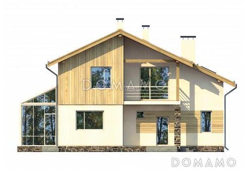 Проект уютного дома с небольшим зимним садом / Фасад 1