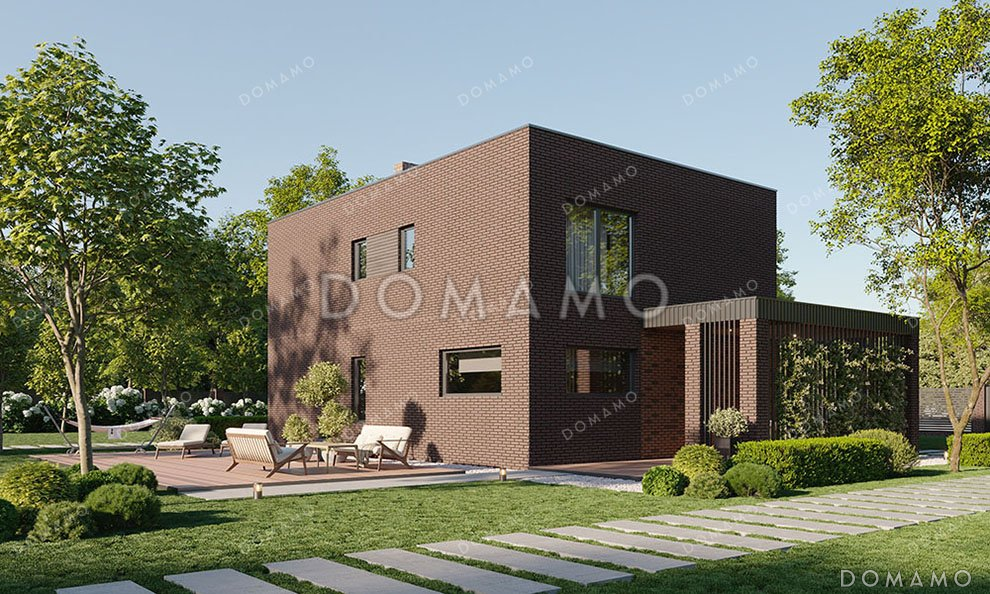 Проект двухэтажного дома с просторной гостиной и террасой / 2