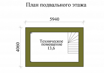 Проект трехэтажного кирпичного дома с пятью спальнями, холодным чердаком и подвалом / План цокольного этажа Проект трехэтажного кирпичного дома с пятью спальнями, холодным чердаком и подвалом / План цокольного этажа