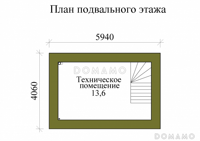 Проект трехэтажного кирпичного дома с пятью спальнями, холодным чердаком и подвалом / План цокольного этажа Проект трехэтажного кирпичного дома с пятью спальнями, холодным чердаком и подвалом / План цокольного этажа