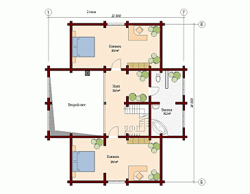 Проект дома с большой гостиной / План мансардного этажа Проект дома с большой гостиной / План мансардного этажа
