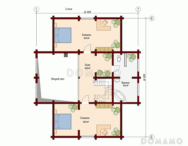 Проект дома с большой гостиной / План мансардного этажа Проект дома с большой гостиной / План мансардного этажа