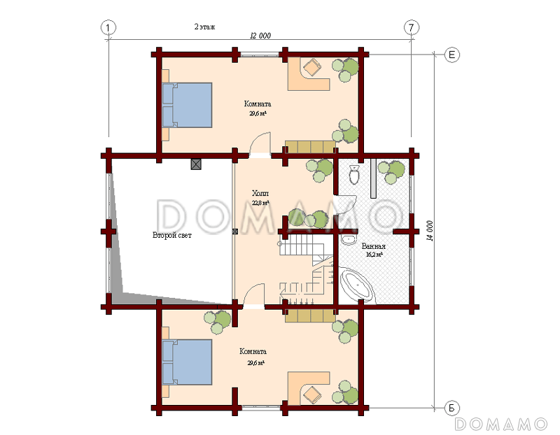 Проект дома с большой гостиной / План мансардного этажа