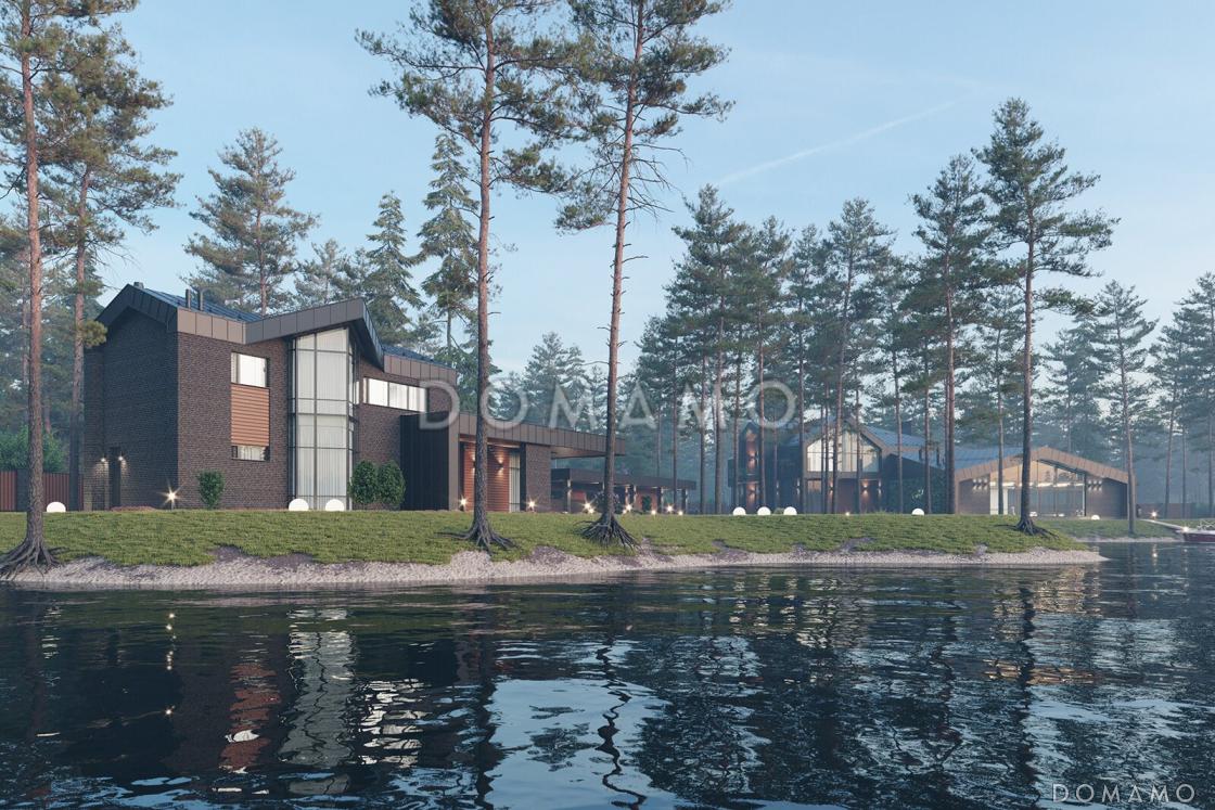 Проект современного каркасного дома с винным погребом, сауной и террасой барбекю / 8