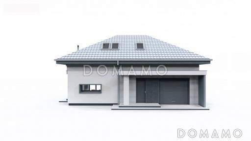 Проект загородного дома с гаражом, кладовой на кухне, мастер-спальней в мансарде / Фасад 4