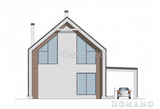 Проект двухэтажного дома в стиле барнхаус с 4 спальнями, вторым светом, крытой террасой и автонавесом / Фасад 3