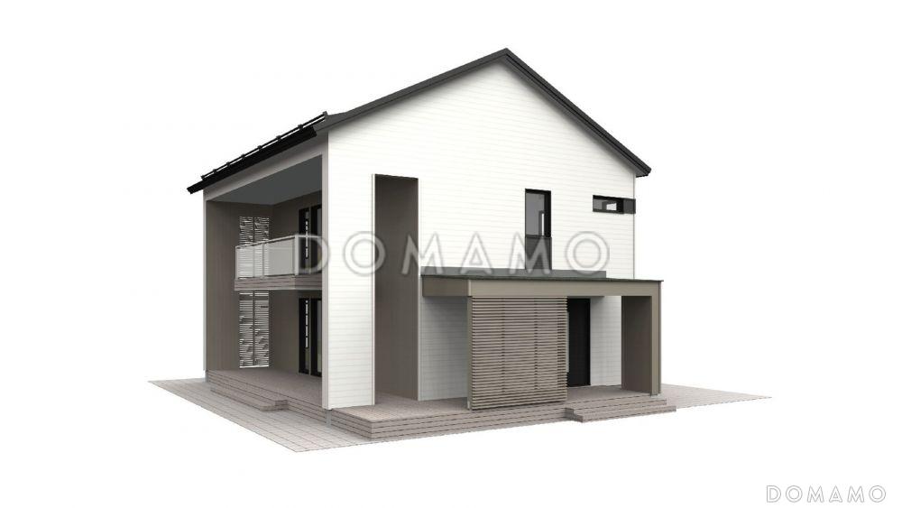 Проект современного двухэтажного каркасного дома с двускатной крышей / 2