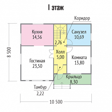 Проект каркасного дома с максимально функционально распланированной планировкой / План 1 этажа
