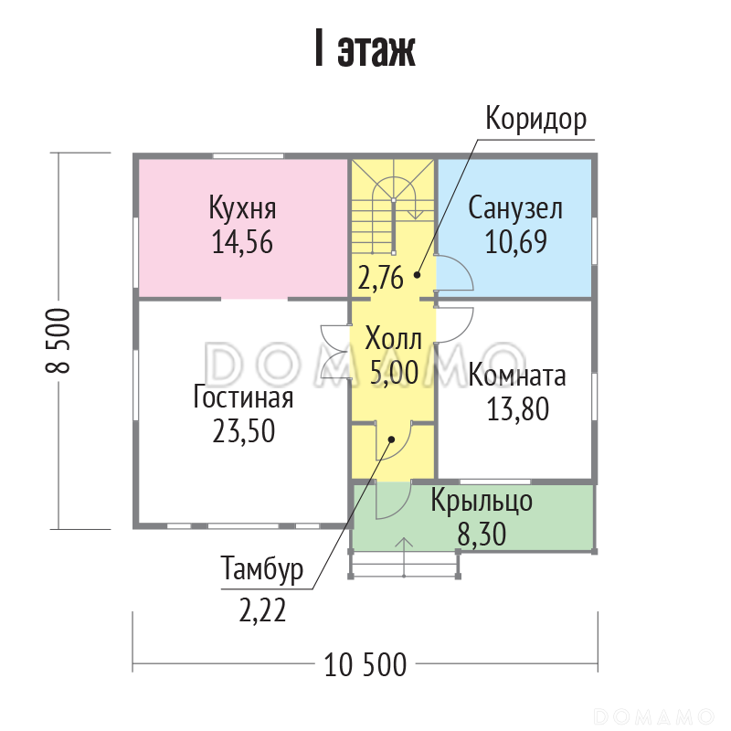 Проект каркасного дома с максимально функционально распланированной планировкой / План 1 этажа