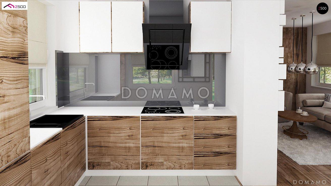 Проект компактного одноэтажного мансардного дома из газобетона с тремя спальнями и фронтальной террасой / 6