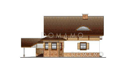 Проект дома из пеноблоков с мансардой, гаражом для одной машины / Фасад 2