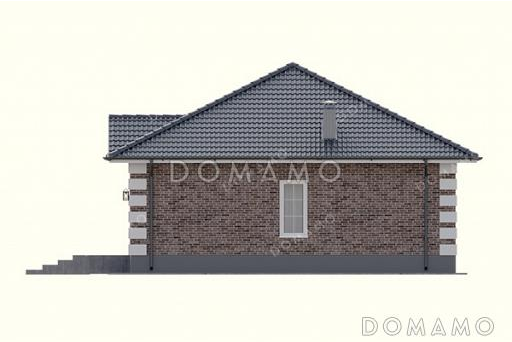 Проект маленького одноэтажного дома с тремя спальнями, котельно, санузлом и кухней / Фасад 4