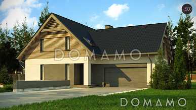 Проект комфортного одноэтажного мансардного дома из газобетона с гаражом для двух автомобилей