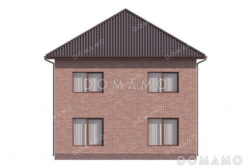 Проект двухэтажного дома с тремя спальнями и большой гостиной / Фасад 1 Проект двухэтажного дома с тремя спальнями и большой гостиной / Фасад 1