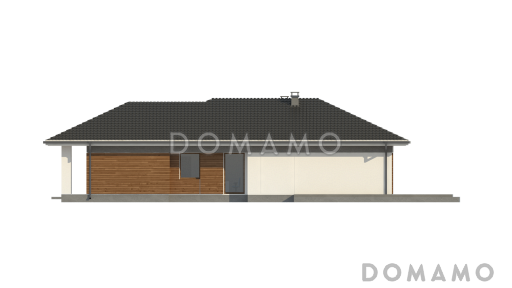 Проект комфортного одноэтажного дома из кирпича с тремя спальнями / Фасад 3