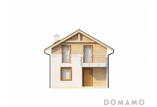 Проект одноэтажного мансардного дома из газобетона с кабинетом и с высокой аттиковой стеной / Фасад 1