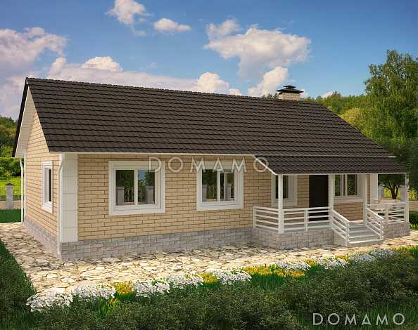 Проект дома с изолированной кухней, тремя спальнями, вторым входом через гостиную Проект дома с изолированной кухней, тремя спальнями, вторым входом через гостиную