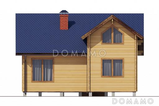 Проект дома из клееного бруса со вторым светом и двумя спальнями на мансардном этаже / Фасад 3 Проект дома из клееного бруса со вторым светом и двумя спальнями на мансардном этаже / Фасад 3